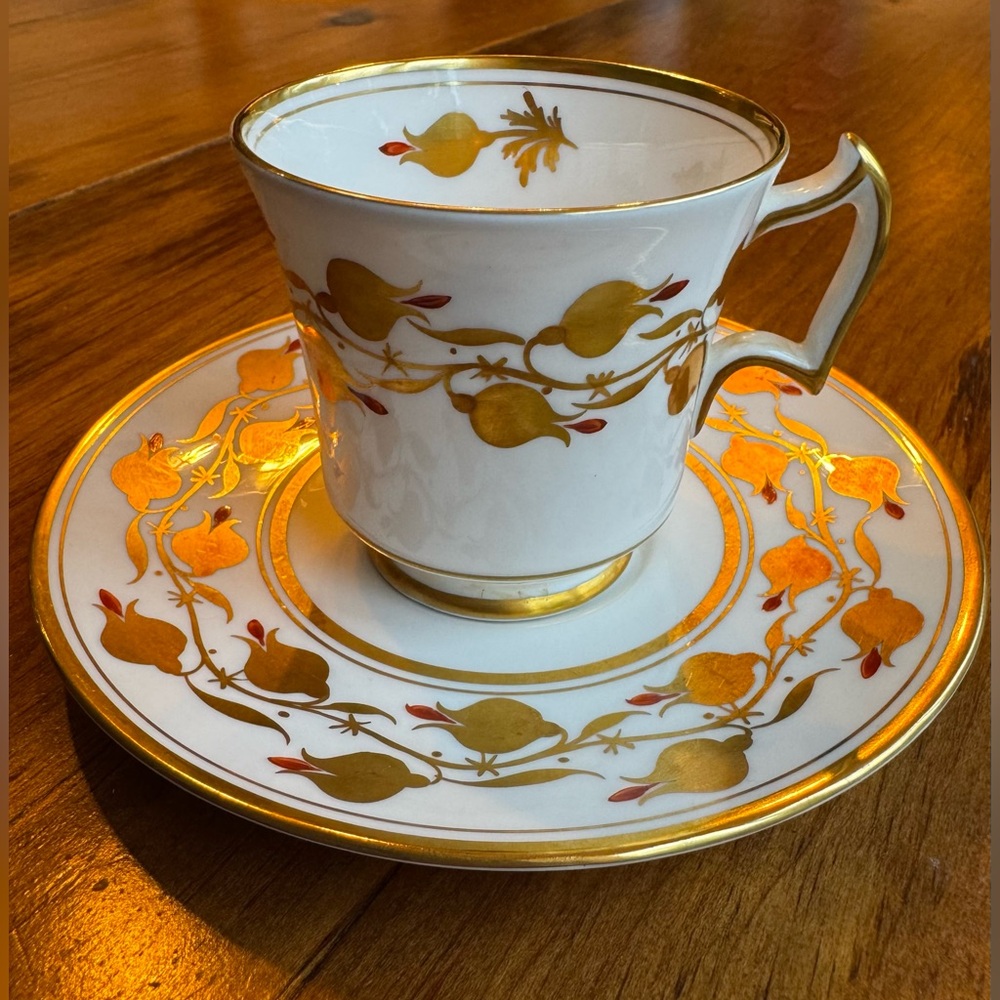 Royal Chelsea Teacup and Saucer set Gold Floral